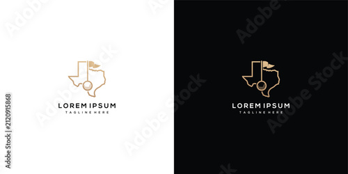 Texas State Outline With Golf Flag and Ball Logo Concept