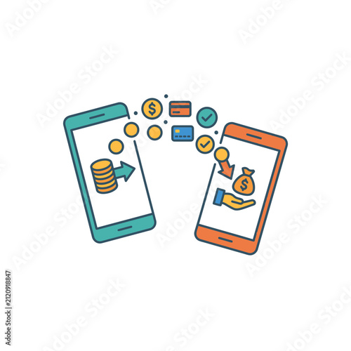 Digital money transfer between two mobile smartphones.