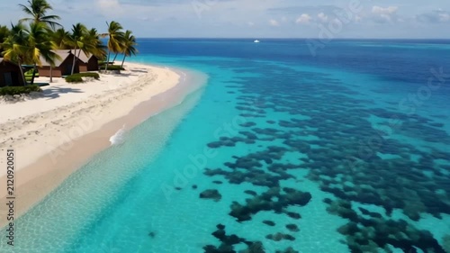 Horizontal 4K nature videoS cenic Tropical Beach in Thailand with Palm Trees Crystal Clear Sea White Sand and Blue Sky Paradise Summer Coastal Landscape