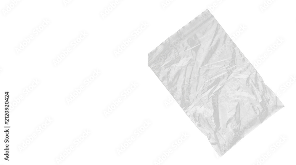 Naklejka premium Crumpled Plastic Ziplock Bag Close-up Black and White