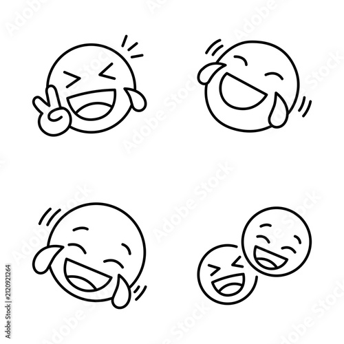 Collection of emoticons displaying various laughing
