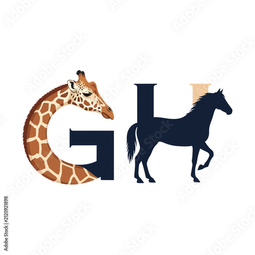 Giraffe G and Horse H Letter Graphic