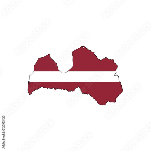Latvia Map Flag