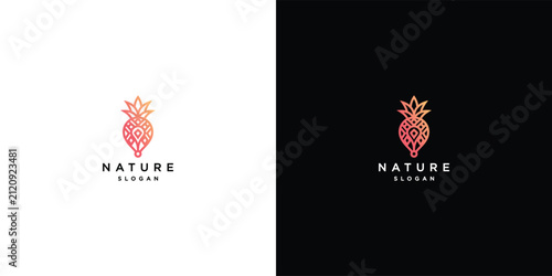 Nature Logo With Orange Gradient Pineapple Design