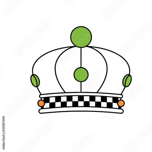 Stylized Crown with Green Jewels and Checkerboard B