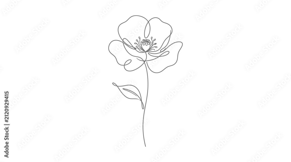 Obraz premium Minimalist single line drawing of a delicate flower