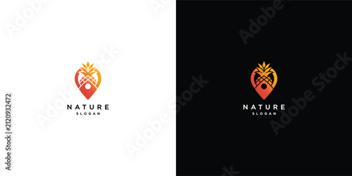Pineapple Location Logo Design Template