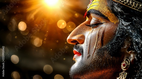 Spiritual Hindu Deity Portrait with Golden Light and Bokeh