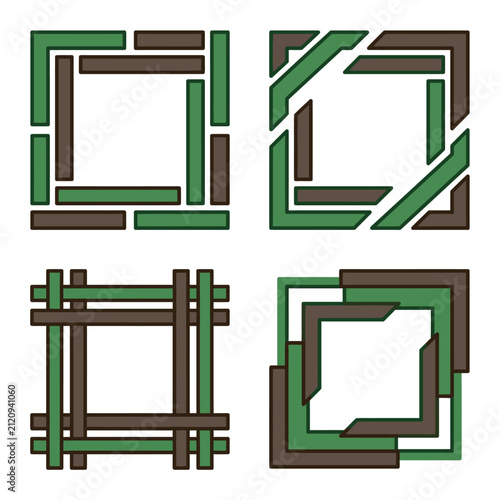 Geometric decorative border frames with abstract organic design elements