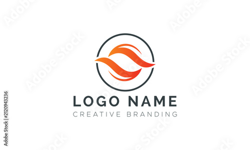 Circular abstract logo icon with orange gradient curves on white background