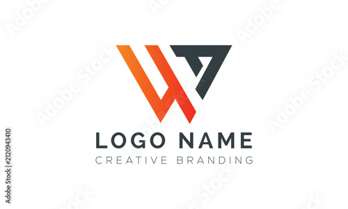 Abstract letter wa monogram logo design with modern sharp shapes, monogram