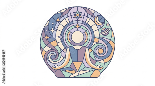 Colorful Stained Glass Circular Window Design.
