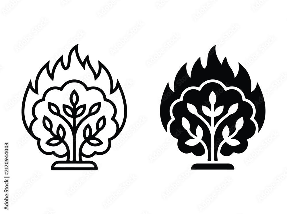 Fototapeta premium Burning Bush Icon Simple Illustration for Religious or Spiritual Concepts