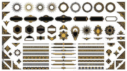 Ornate Decorative Elements and Borders: Art Deco Style