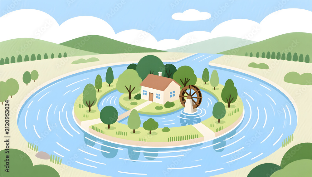 Obraz premium Ecological home island background design