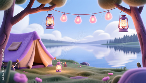 camping lanterns outdoor camping travel illustration background