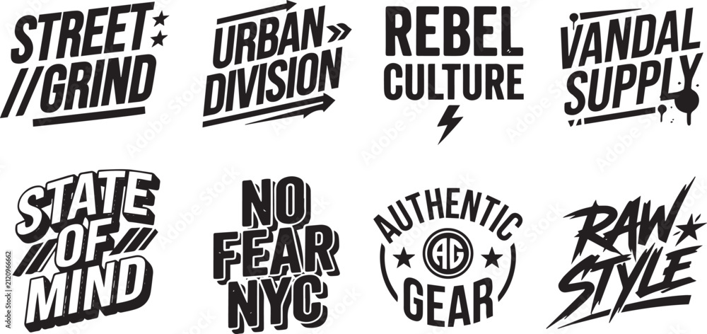 Obraz premium Urban street style badge and logo collection with typography clothing graphics