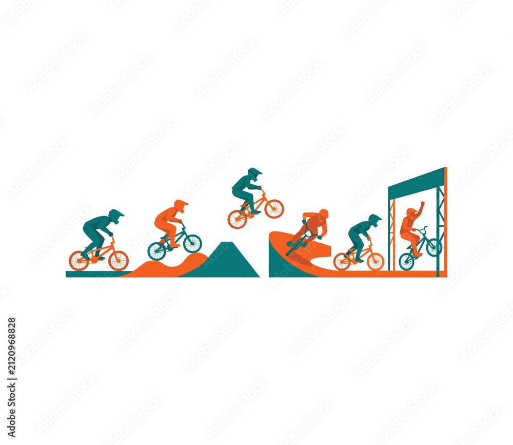 Fototapeta premium BMX Racing Sequence Vector Illustration and Competition Track