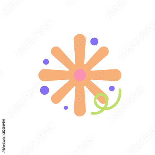 Abstract flower shape with dots and swirl