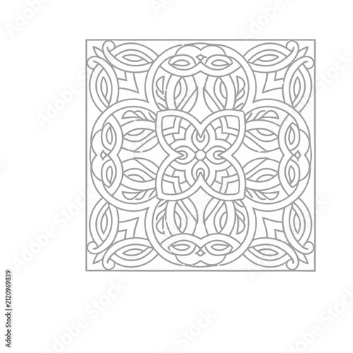Abstract Geometric Pattern with Floral Elements