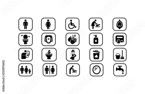 Restroom and Bathroom Public Facility Icon Vector Set