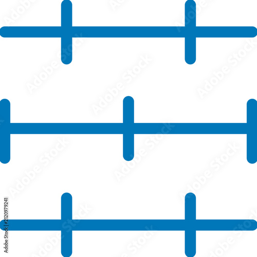 Set of blue timeline lines with cross mark vectors