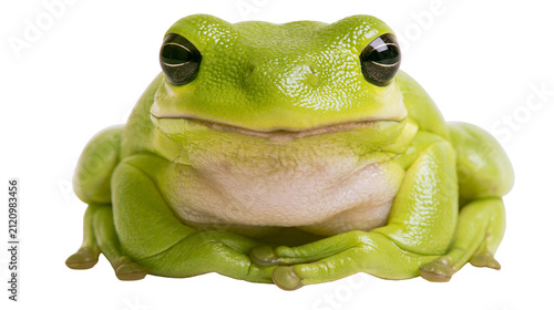 Foto Green tree frog with smooth skin and bulging eyes, isolated on transparent backg