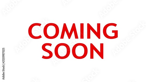 Bold Red Coming Soon Typography Text Motion Graphics Animation Isolated on Bright White Gradient Background for Product Launch, Teaser Trailer, Event Announcement, Banner, and Promo Video Overlay
