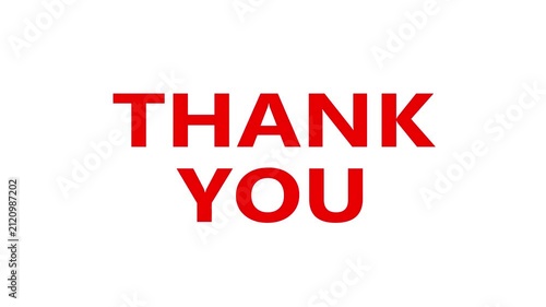 Bold Red Thankyou Typography Text Motion Graphics Animation Isolated on Bright White Gradient Background for Product Launch, Teaser Trailer, Event Announcement, Banner, and Promo Video Overlay