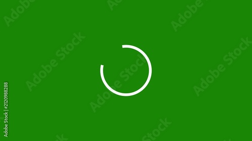 Minimalist white circular loading progress bar spinner buffering icon animated line element on  Green background for website UI UX design system motion graphics vfx overlay