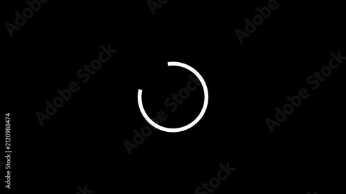 Minimalist white circular loading progress bar spinner buffering icon animated line element on Black background for website UI UX design system motion graphics vfx overlay