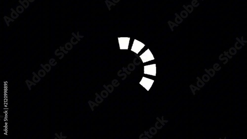 Abstract digital loading indicator animation loop on a dark background, symbolizing waiting, data processing, and system activity with a modern, clean design for various web and application interfaces