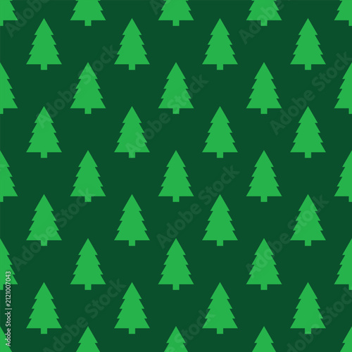 Seamless Green Christmas Tree Pattern Vector Background for Holiday Wrapping Paper