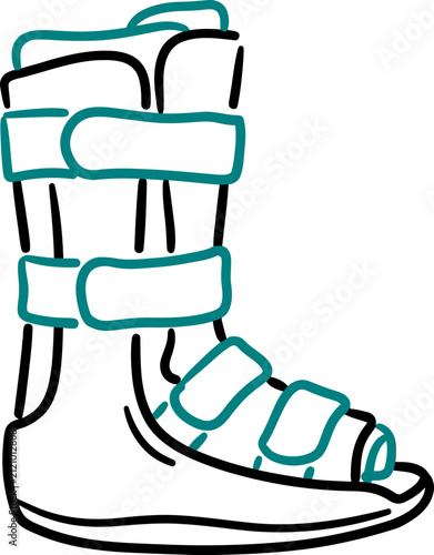 Orthopedic Boot Icon Vector Outline Hand-Drawn Foot Cast Recovery Symbol
