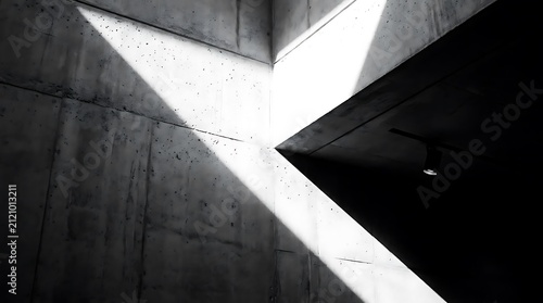 Abstract geometric shadows and light on concrete walls