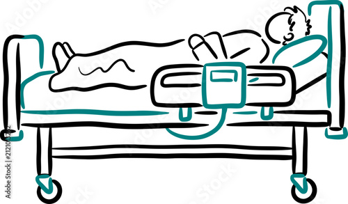 Patient Bed Medical Icon Vector Outline Hand-Drawn Hospital Ward Care Symbol
