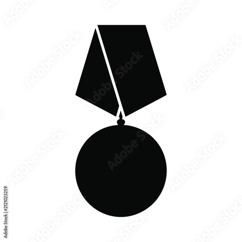 Konstfotografi Military medal silhouette with ribbon for honorary award and achievement recognition vector