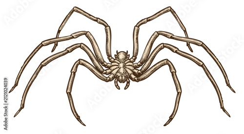 Detailed vector illustration of a spider with eight legs