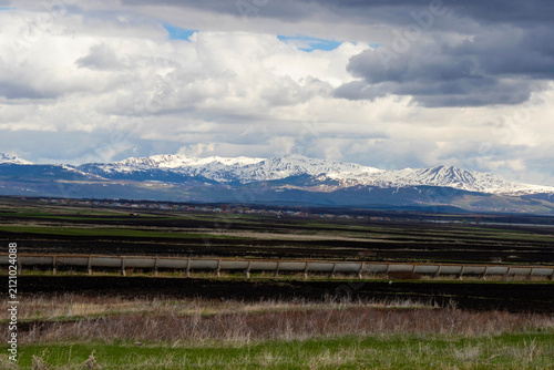 Scenic Grasslands and Snow-Capped Mountains in Javakheti, Georgia