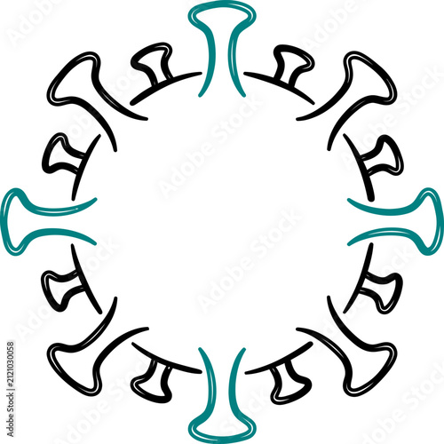 Virus Particle Medical Icon Vector Outline Hand-Drawn Doodle Pathogen Infection Symbol