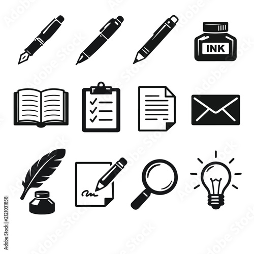 Black and White Icons and Symbols for Design Use