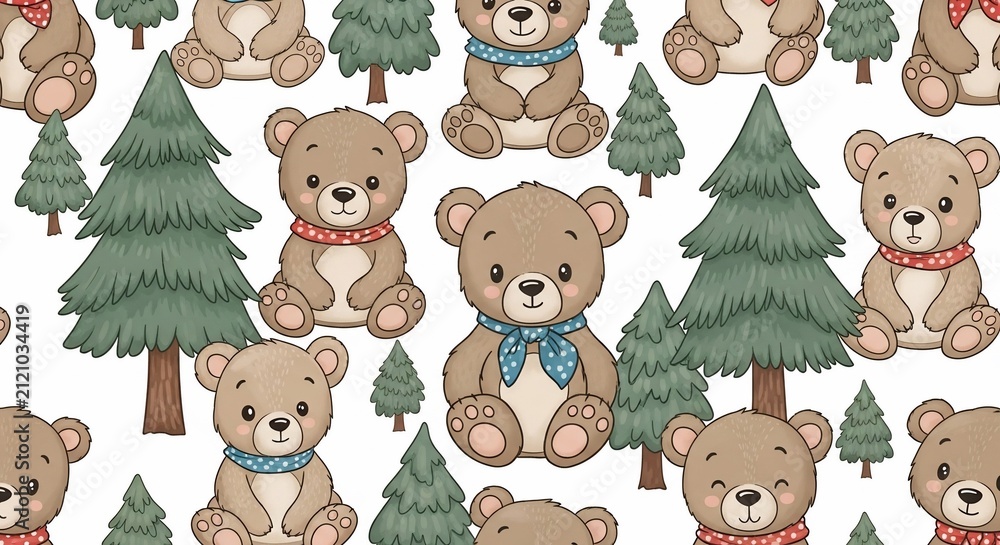 Fototapeta premium Winter's Whispers: A Forest of Friendly Bears