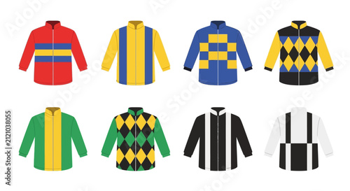 Set of Colorful Horse Racing Jockey Silks and Uniforms