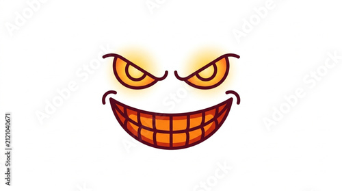 Фотография Angry cartoon face with fierce expression and sharp teeth.