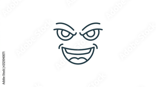 Canvastavla Angry cartoon face with sharp teeth and furrowed brows.