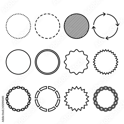 Collection of Twelve Minimalist Circular Frame Designs and Geometric Shape Vector Elements