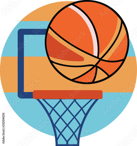 Cute Basketball Hoop Cartoon Vector Icon Flat Sports Game Illustration
