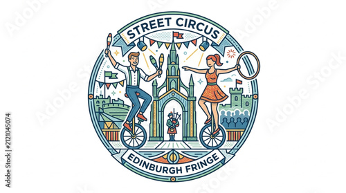 Foto Edinburgh Fringe Street Circus Festival Illustration.