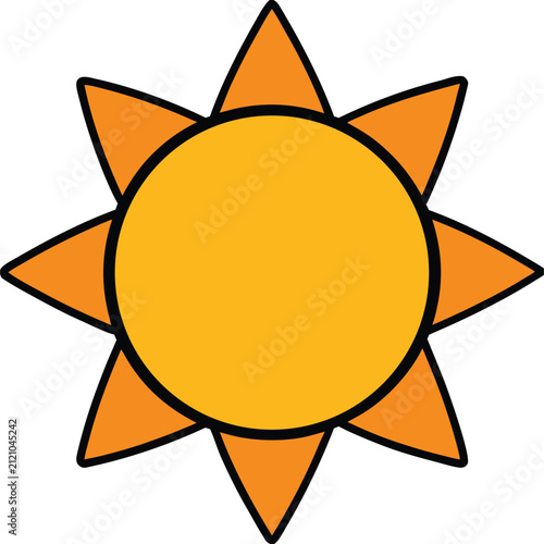  Bright Sun Icon Vector Flat Cartoon Sunshine Weather Symbol Illustration
