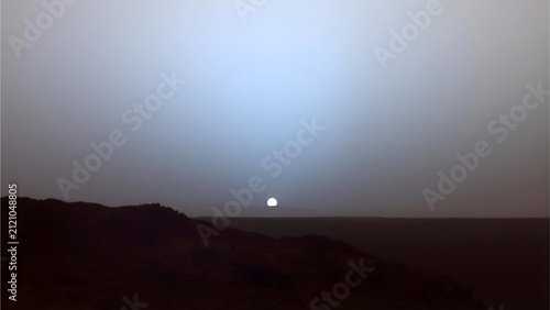 mars sunset in the mountains